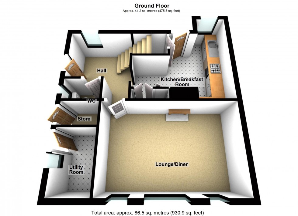 Floorplan for Sherrier Way, Lutterworth